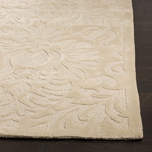 SAFAVIEH Total Performance Collection Area Rug - 6' x 9', Ivory, Hand-Hooked Damask, Non-Shedding & Easy Care, Ideal for High Traffic Areas in Living Room, Bedroom (TLP714F)