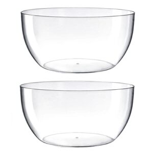 large salad bowl, circular shaped in premium acrylic break resistant clear, 146 ounce 2 count