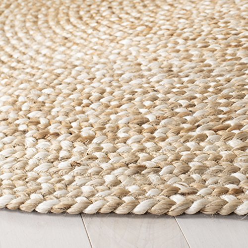 SAFAVIEH Natural Fiber Collection Area Rug - 3' Round, Natural & Ivory, Handmade Boho Charm Braided Jute, Ideal for High Traffic Areas in Living Room, Bedroom (NF804B)