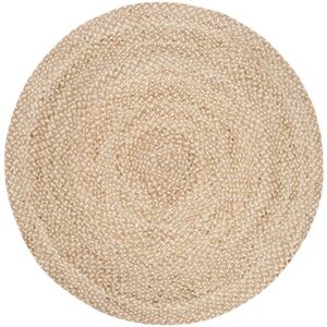 SAFAVIEH Natural Fiber Collection Area Rug - 3' Round, Natural & Ivory, Handmade Boho Charm Braided Jute, Ideal for High Traffic Areas in Living Room, Bedroom (NF804B)