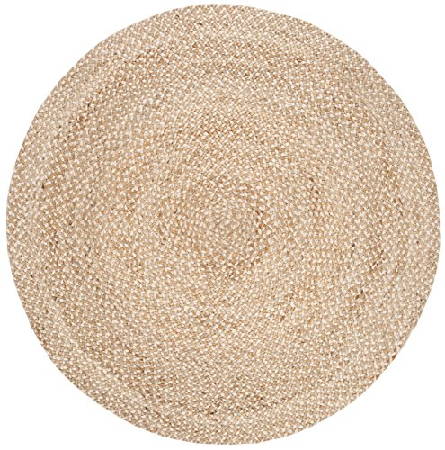 SAFAVIEH Natural Fiber Collection Area Rug - 3' Round, Natural & Ivory, Handmade Boho Charm Braided Jute, Ideal for High Traffic Areas in Living Room, Bedroom (NF804B)