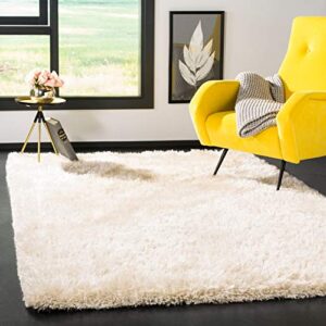 SAFAVIEH Toronto Shag Collection 8' x 10' Ivory SGT501A Handmade Solid 1.25-inch Thick Area Rug