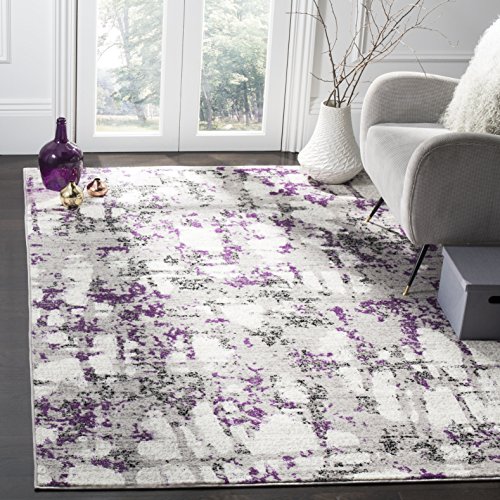 SAFAVIEH Skyler Collection Area Rug - 9' x 12', Grey & Purple, Modern Abstract Design, Non-Shedding & Easy Care, Ideal for High Traffic Areas in Living Room, Bedroom (SKY193R)