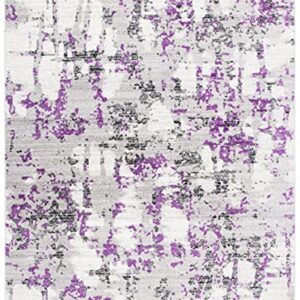 SAFAVIEH Skyler Collection Area Rug - 9' x 12', Grey & Purple, Modern Abstract Design, Non-Shedding & Easy Care, Ideal for High Traffic Areas in Living Room, Bedroom (SKY193R)