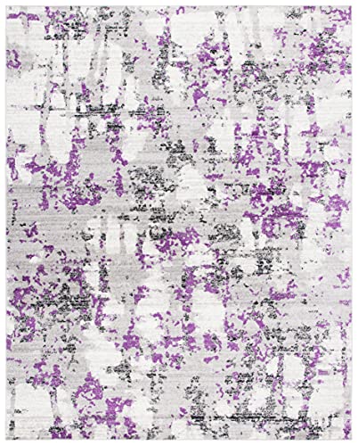 SAFAVIEH Skyler Collection Area Rug - 9' x 12', Grey & Purple, Modern Abstract Design, Non-Shedding & Easy Care, Ideal for High Traffic Areas in Living Room, Bedroom (SKY193R)