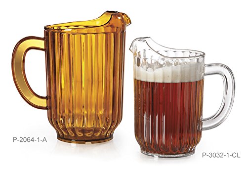 G.E.T. P-2064-1-A-EC BPA-Free Break-Resistant Restaurant Style Plastic Pitcher, 60 Ounce, Amber