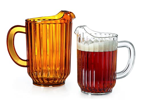 G.E.T. P-2064-1-A-EC BPA-Free Break-Resistant Restaurant Style Plastic Pitcher, 60 Ounce, Amber