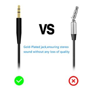 Replacement Audio Cable Cord Wire Compatible Bose On-Ear 2/OE2/OE2i/QC25/QC35/Soundlink/SoundTrue Headphones (Black)