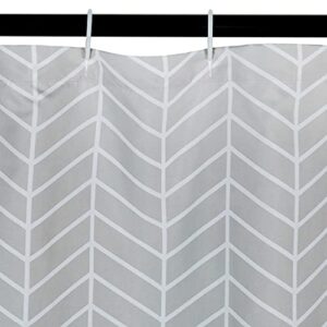 Amazon Basics Microfiber Grey Herringbone Printed Pattern Bathroom Shower Curtain - Grey Herringbone, 72 Inch