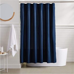Amazon Basics Waffle Weave Shower Curtain, 72" x 72", Navy Blue