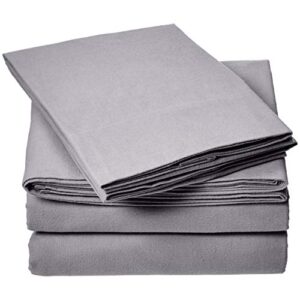 amazon basics everyday flannel bed sheet set - california king, grey