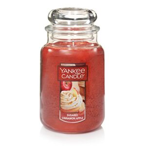 yankee candle sugared cinnamon apple scented, classic 22oz large jar single wick candle, over 110 hours of burn time