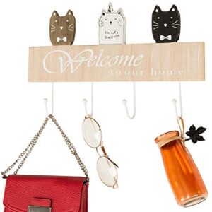 excello global products wall mounted cat themed 16 in coat rack with 4 hanging hooks