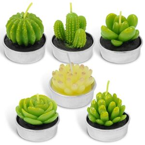 la bellefÉe tea lights candles gift set, cactus terrarium candle delicate succulent handmade cute small candles for home plant gifts, party wedding mothers day valentines day gifts decoration(6 packs)