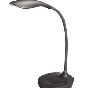 Bostitch Office KT-VLED1502-GRAY Gooseneck LED Desk Lamp with USB Charging Port, Dimmable, Gray