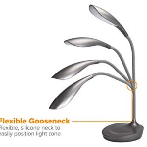 Bostitch Office KT-VLED1502-GRAY Gooseneck LED Desk Lamp with USB Charging Port, Dimmable, Gray