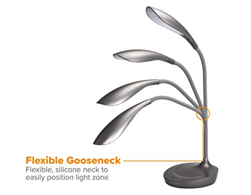 Bostitch Office KT-VLED1502-GRAY Gooseneck LED Desk Lamp with USB Charging Port, Dimmable, Gray