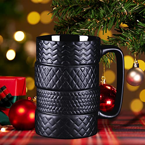 EPFamily Ceramic Tire Coffee Mug for Men Gifts from Daughter Son Novelty Tea Mug for Dad Birthday Christmas Holiday Housewarming Mechanic Gifts for Car Lovers