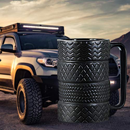 EPFamily Ceramic Tire Coffee Mug for Men Gifts from Daughter Son Novelty Tea Mug for Dad Birthday Christmas Holiday Housewarming Mechanic Gifts for Car Lovers