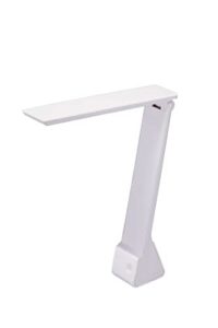 bostitch office kt-vled1810-white rechargable battery led desk lamp, 3 color temperatures, flip open, white