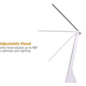 Bostitch Office KT-VLED1810-WHITE Rechargable Battery LED Desk Lamp, 3 Color Temperatures, Flip Open, White