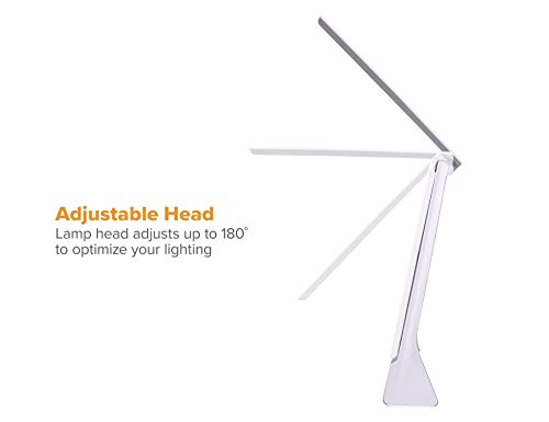 Bostitch Office KT-VLED1810-WHITE Rechargable Battery LED Desk Lamp, 3 Color Temperatures, Flip Open, White