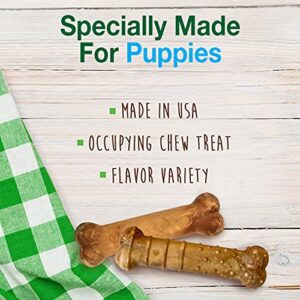 Nylabone Healthy Edibles Natural Puppy Treats Variety Pack - Puppy Supplies - Roast Beef, Bacon, Turkey & Apple Flavors, X-Small/Petite (3 Count)