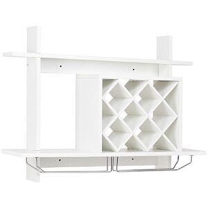 Legendary-Yes Wall Mount Wine Rack Glass Holder Storage Shelf Organizer Home Decor White