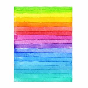 qh 58 x 80 inch painted rainbow pattern super soft throw blanket for bed couch sofa lightweight travelling camping throw size for kids adults all season