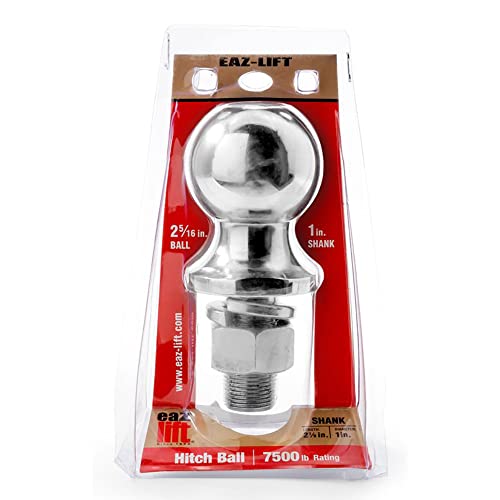 Eaz-Lift 48224 2 5/16" Hitch Ball with 1" Shank -Chrome Plated Heavy Duty Steel 7,500 lb Rating