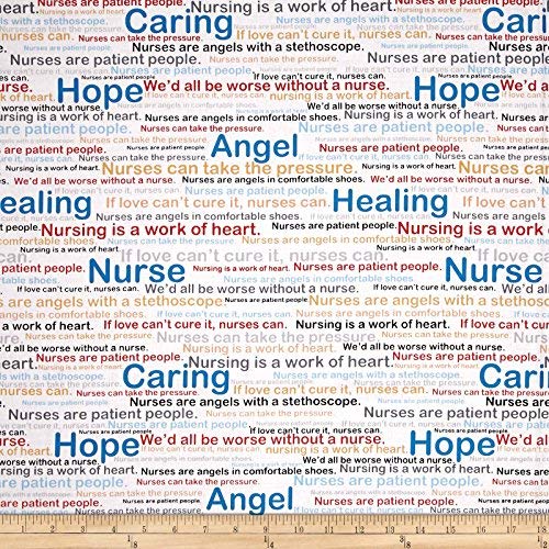 Calling All Nurses Words Multi, Fabric by the Yard