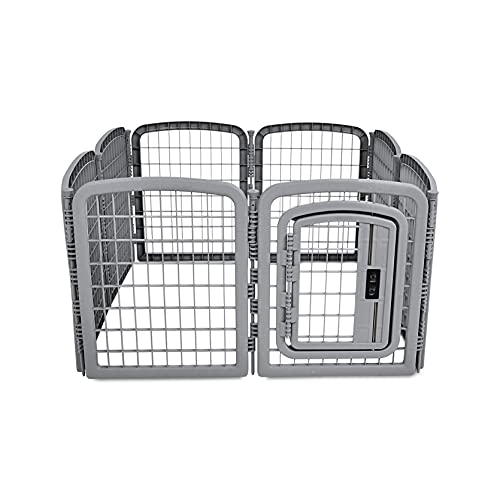 Amazon Basics 8-Panel Octagonal Plastic Pet Pen Fence Enclosure With Gate, 59 x 58 x 28 Inches, Grey