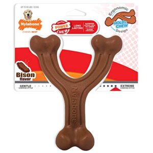 nylabone ergonomic hold & chew wishbone power chew durable dog toy large - up to 50 lbs.