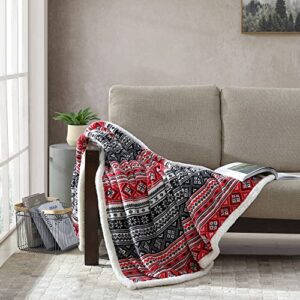 eddie bauer ultra-plush collection throw blanket-reversible sherpa fleece cover, soft & cozy, perfect for bed or couch, fair isle