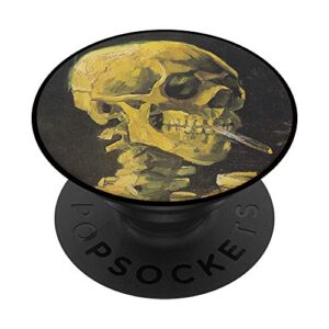 vincent van gogh smoking skeleton skull art painting popsockets popgrip: swappable grip for phones & tablets