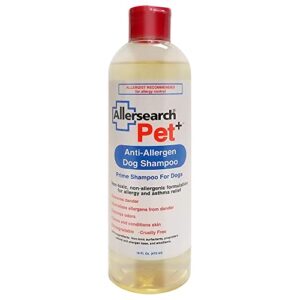 allersearch pet+ anti-allergen dog shampoo 16 oz