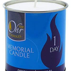 1 Day Yahrzeit Candle - 48 Pack - 24 Hour Kosher Yahrtzeit Memorial and Yom Kippur Candle in Tin Cup Holder