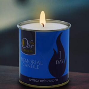 1 Day Yahrzeit Candle - 48 Pack - 24 Hour Kosher Yahrtzeit Memorial and Yom Kippur Candle in Tin Cup Holder