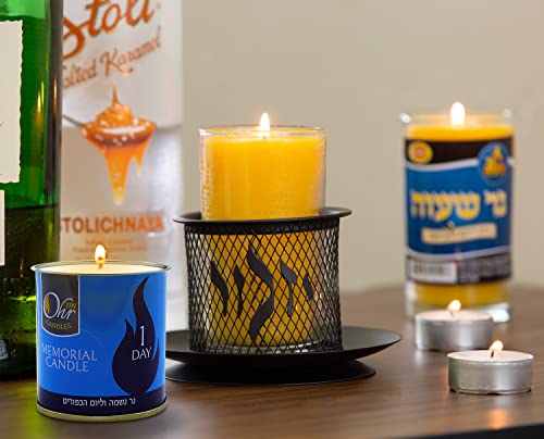 1 Day Yahrzeit Candle - 48 Pack - 24 Hour Kosher Yahrtzeit Memorial and Yom Kippur Candle in Tin Cup Holder