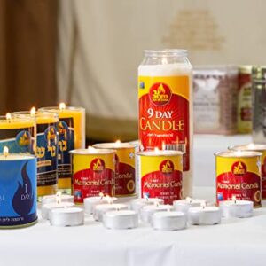 1 Day Yahrzeit Candle - 48 Pack - 24 Hour Kosher Yahrtzeit Memorial and Yom Kippur Candle in Tin Cup Holder