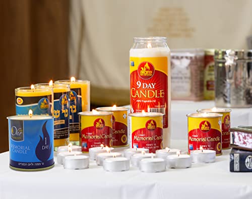 1 Day Yahrzeit Candle - 48 Pack - 24 Hour Kosher Yahrtzeit Memorial and Yom Kippur Candle in Tin Cup Holder