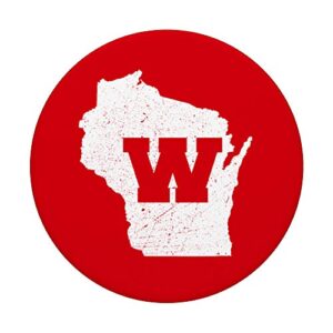 Wisconsin - Vintage Red and White State Map PopSockets PopGrip: Swappable Grip for Phones & Tablets