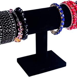 JC HUMMINGBIRD T-bar Jewelry Bracelet and Watch Display Stand, Black Velvet for Home (New version 2021: Improved Box Package& Product Sturdiness)