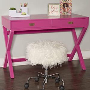 Linon PG138RSP01U Linon Home Decor Peggy Raspberry Pink Writing Desk Desk, Raspberry Pink, 44"W x 20"D x 30"H