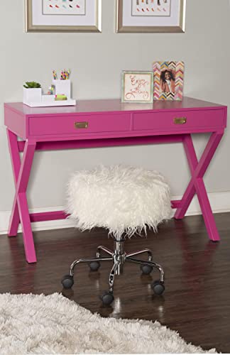 Linon PG138RSP01U Linon Home Decor Peggy Raspberry Pink Writing Desk Desk, Raspberry Pink, 44"W x 20"D x 30"H