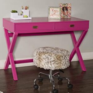 Linon PG138RSP01U Linon Home Decor Peggy Raspberry Pink Writing Desk Desk, Raspberry Pink, 44"W x 20"D x 30"H