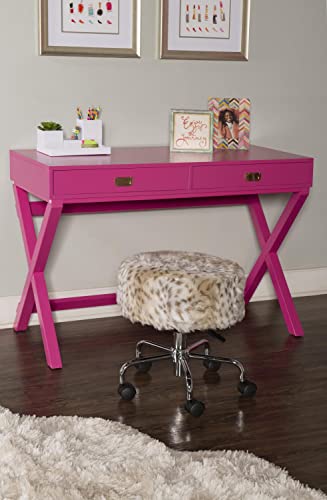 Linon PG138RSP01U Linon Home Decor Peggy Raspberry Pink Writing Desk Desk, Raspberry Pink, 44"W x 20"D x 30"H