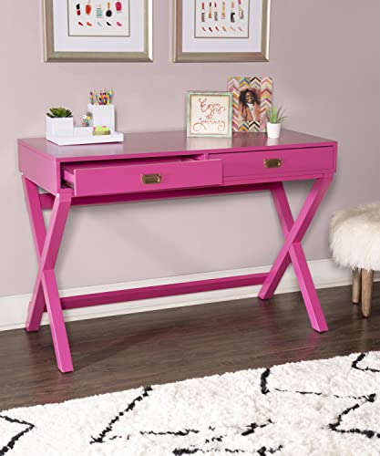 Linon PG138RSP01U Linon Home Decor Peggy Raspberry Pink Writing Desk Desk, Raspberry Pink, 44"W x 20"D x 30"H