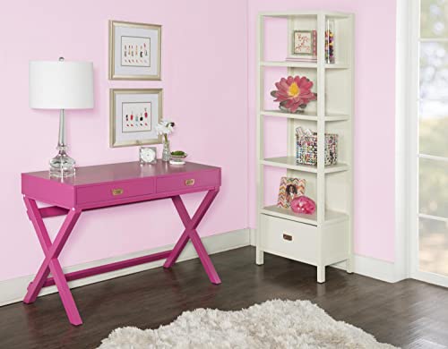 Linon PG138RSP01U Linon Home Decor Peggy Raspberry Pink Writing Desk Desk, Raspberry Pink, 44"W x 20"D x 30"H