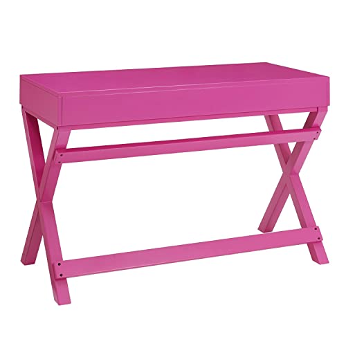 Linon PG138RSP01U Linon Home Decor Peggy Raspberry Pink Writing Desk Desk, Raspberry Pink, 44"W x 20"D x 30"H